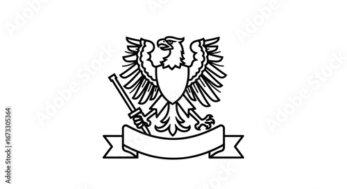eagle coat of arms emblem heraldic bird, shield, banner, rod design