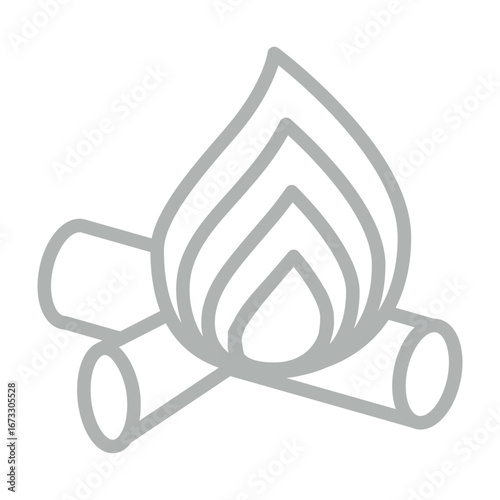 Bonfire Vector Line Grey Icon Design