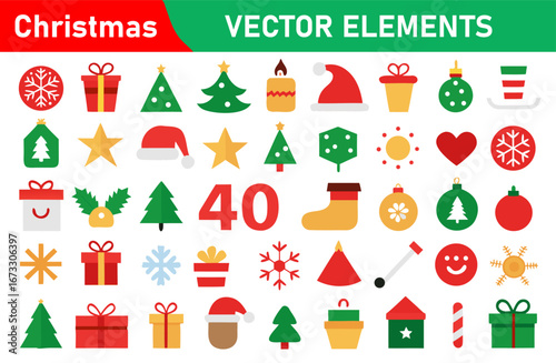 Collection of Christmas Vector Elements for Holiday Designs and Decorations