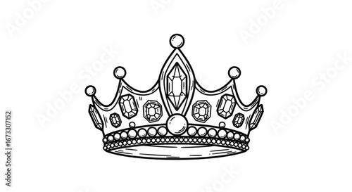 hand drawn jeweled crown, king queen regal diadem, royal headwear, luxury, vintage