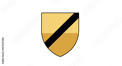 heraldic shield gold and black, diagonal bend, medieval emblem, coat of arms, family crest