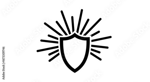 radiant shield icon protection, security, and safety symbol