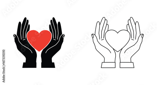 Hands holding heart in protective and caring gesture