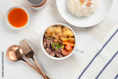 Wallpaper Mural Soto Daging. Soto meat is a soupy dish made from beef stock seasoned with various spices. Perfect for recipes, articles or any cooking content. Torontodigital.ca