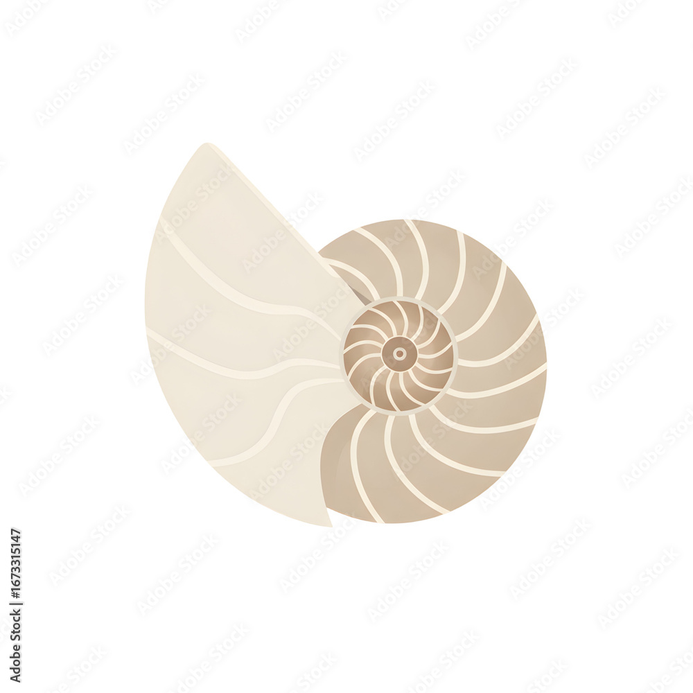 Obraz premium Depiction of a nautilus shell showcasing its spiral structure for housing and protection of the marine cephalopod mollusk