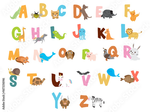 english alphabet kids with naive doodle pictures abc learning cartoon poster babies cute illustration
