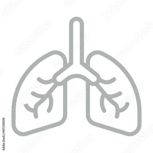 Lungs Vector Line Grey Icon Design