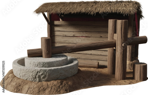 Vintage grain mill with wooden structure design