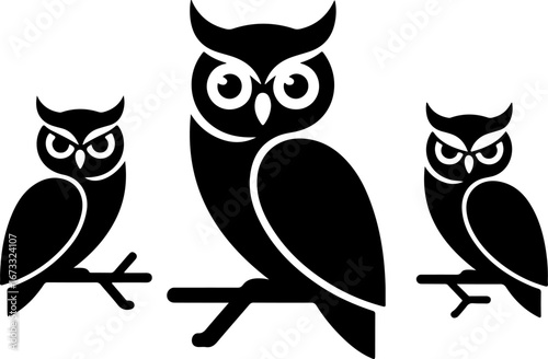 Owl Family Silhouettes  cute owls, cartoon owls, owl illustration  Bundle