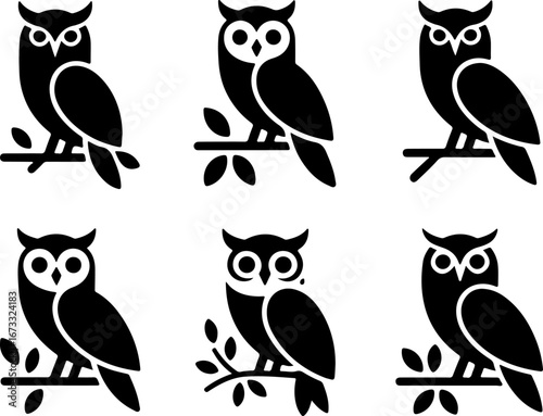 Owl Family Silhouettes  cute owls, cartoon owls, owl illustration  Bundle