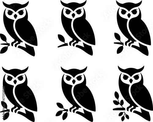 Owl Family Silhouettes  cute owls, cartoon owls, owl illustration  Bundle