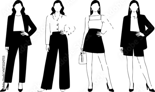 Elegant Business Woman Silhouette Set"