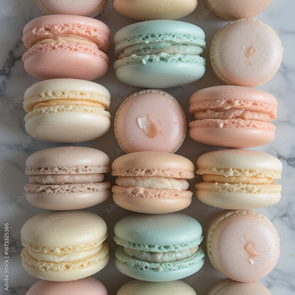 Obraz premium Elegant Raspberry Macarons with Gold Dust Decoration