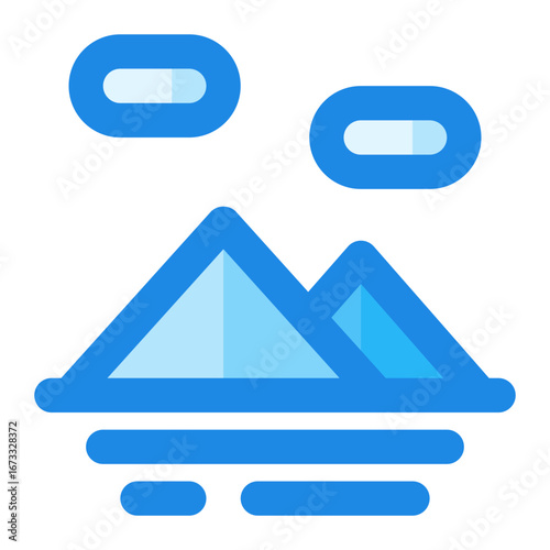 mountain blue filled color icon