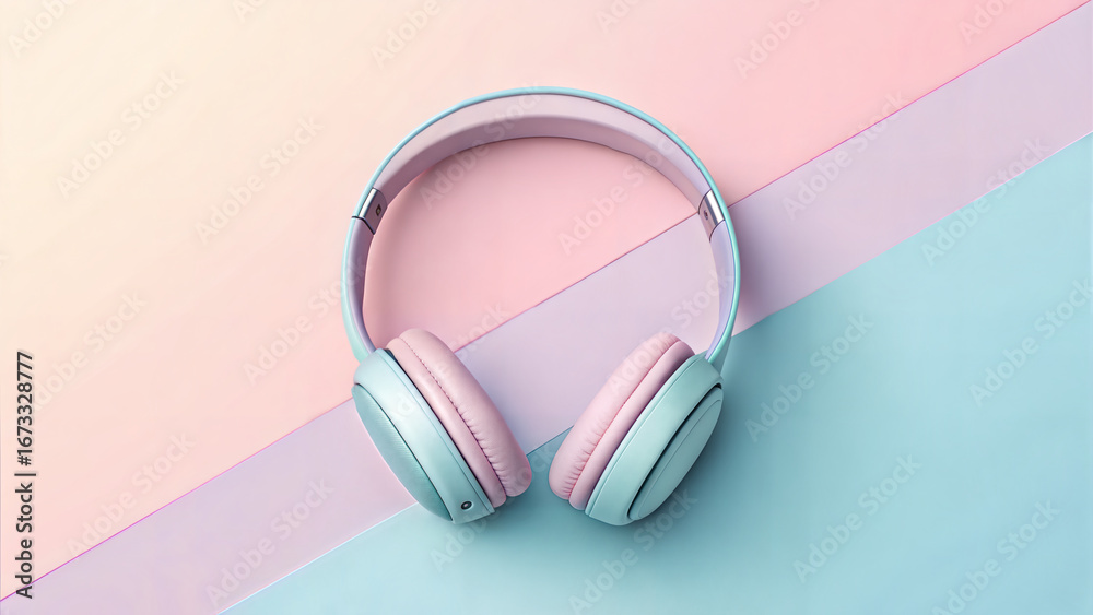 Stylish modern headphones in pastel mint and pink hues, perfect for music lovers seeking comfort and chic audio. Stylish modern headphones in pastel mint and pink hues, perfect for music lovers seeking comfort and chic audio.