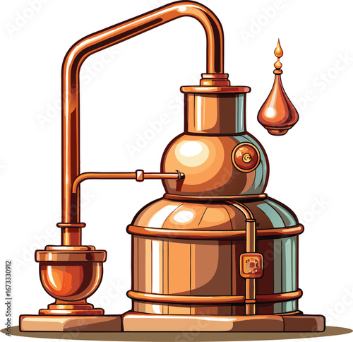Traditional Copper Alembic Still for Distillation of Essential Oils and Spirits