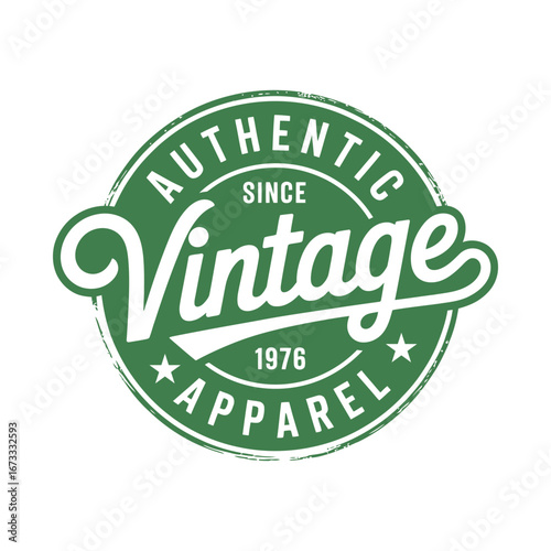 Authentic Apparel Vector Design Featuring a Circular Badge with a Distressed Texture on Transparent