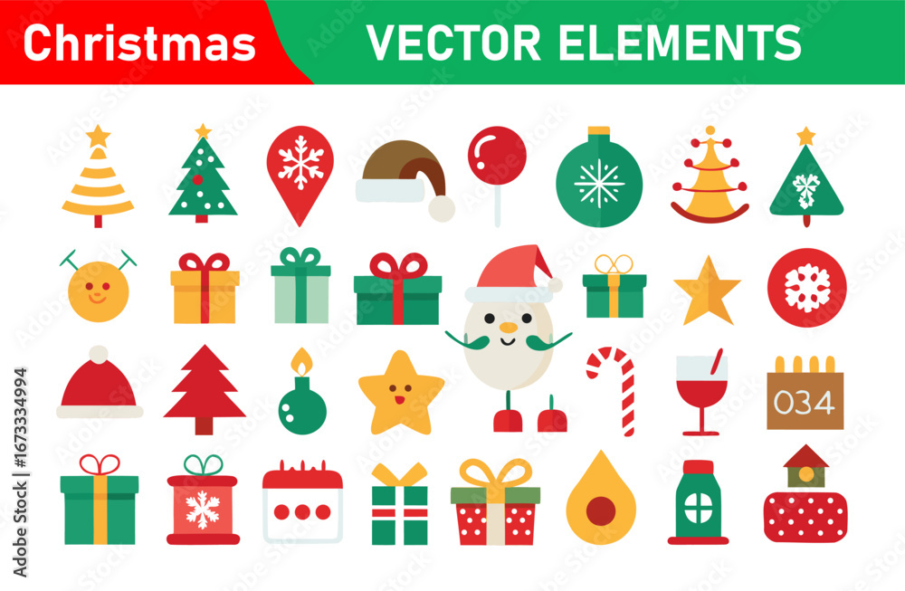 Fototapeta premium Festive Christmas Vector Elements Collection for Holiday Designs and Decorations