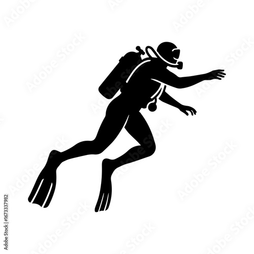 Silhouette of a scuba diver