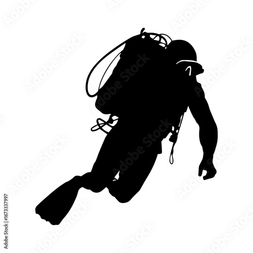 Silhouette of a scuba diver