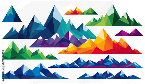Colorful geometric mountain range design