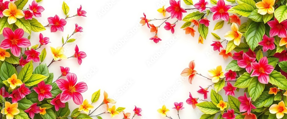 Bright, juicy spring foliage seamless border Ideal for design dividers, frames, and decorations, horizontal, design Bright, juicy spring foliage seamless border Ideal for design dividers, frames, and decorations, horizontal, design