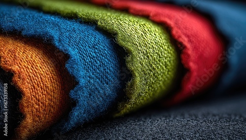 Close-up of colorful fabric swatches
