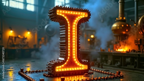 Luminous mechanical letter I shape