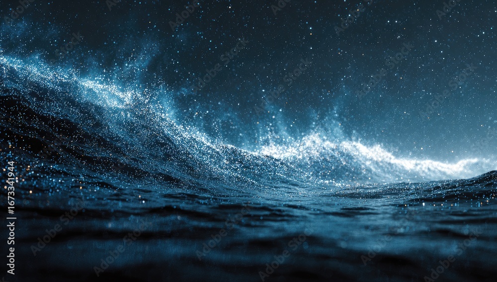 Fototapeta premium Stormy, starry night sea waves