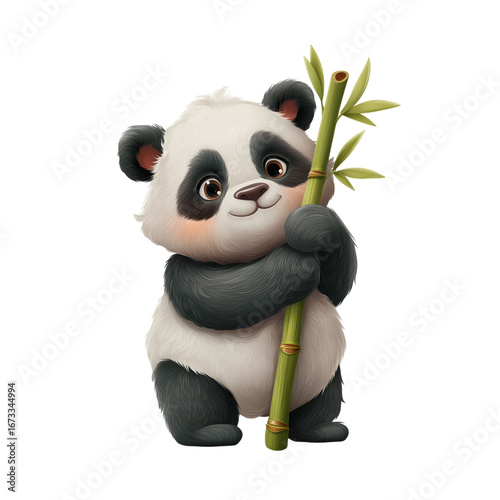 panda bear with bamboo