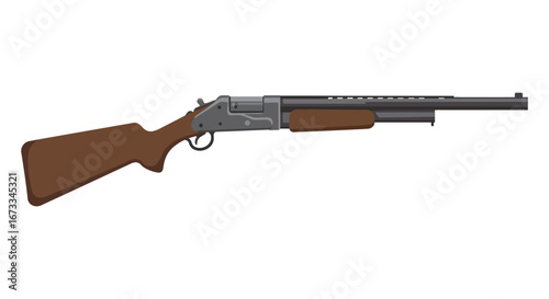 A gray and brown shotgun on a white background