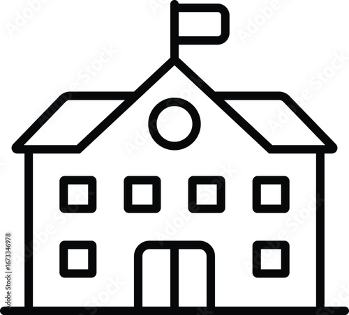 School Building Icon – Education, Learning, Academic Institution Symbol