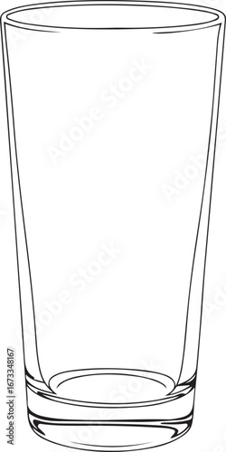 Empty clear glass illustration for beverage and design purpose