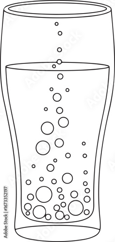 Glass of soda water beverage fizzy drink with bubbles
