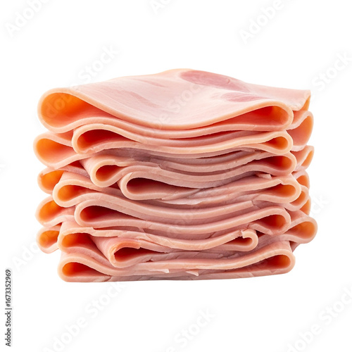 Sliced Ham Stack Delicious Fresh Meat Food Gourmet Deli Lunch Protein Culinary Black on transparent background