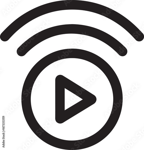 Live streaming icon with play button and signal waves