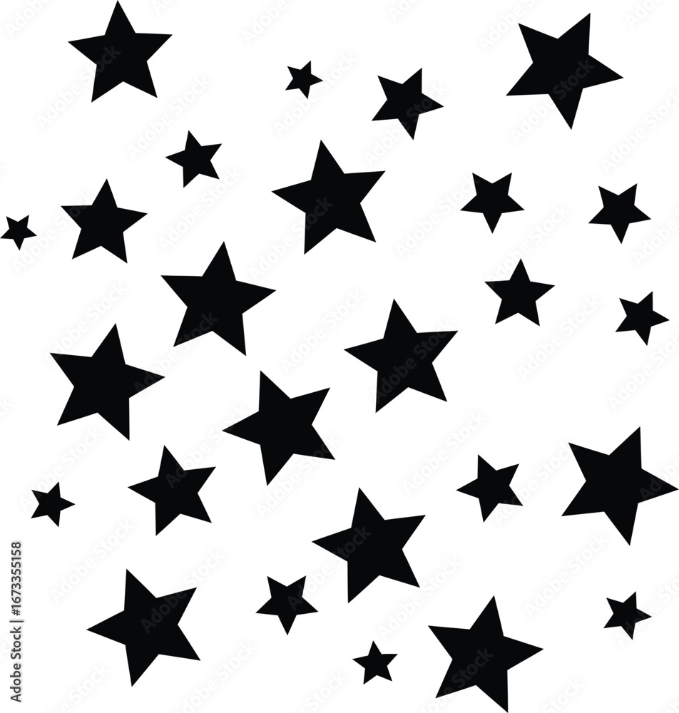 Fototapeta premium Star Pattern Vector | Black Star Silhouette Clipart Design