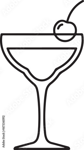 Minimalist cocktail illustration with cherry on a martini glass