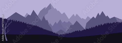 Mountains landscape rural nature background vector illustration with hills skyline and mountain peaks perfect for outdoor recreation sports and vacation