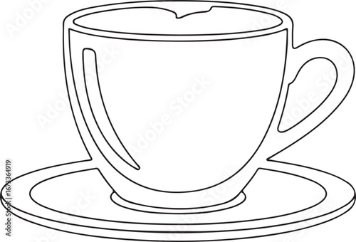 Simple outline of a coffee cup and saucer drawing