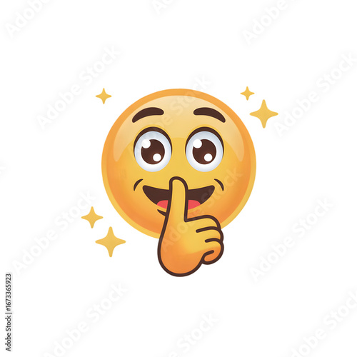 Emoji face with finger asking for silence isolated on transparent background for social media