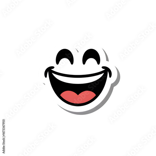 Happy emoji face with big smile isolated on transparent background for social media use