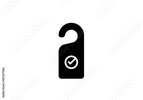 Do Not Disturb door hanger with check mark symbol, hotel room service concept