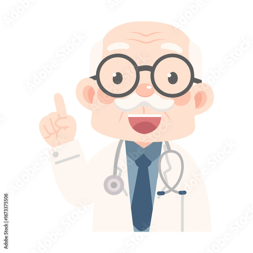 Cartoon Illustration of a Friendly Doctor