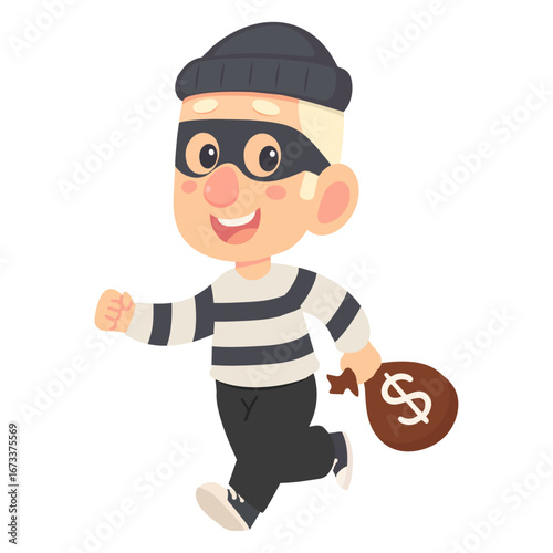 Thief Running with Money Bag