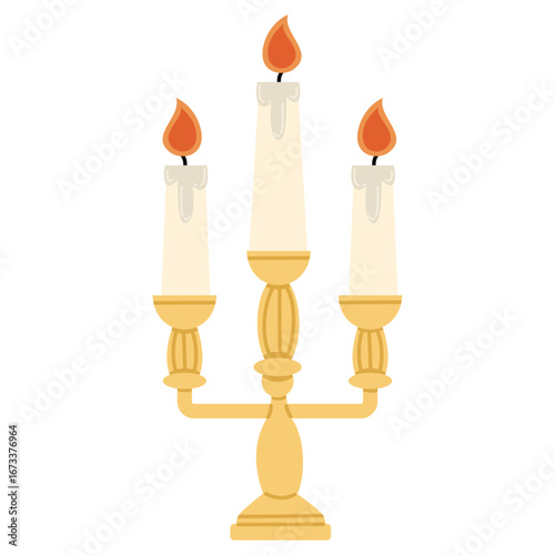 Illustration of Golden Candelabra with Three Candles