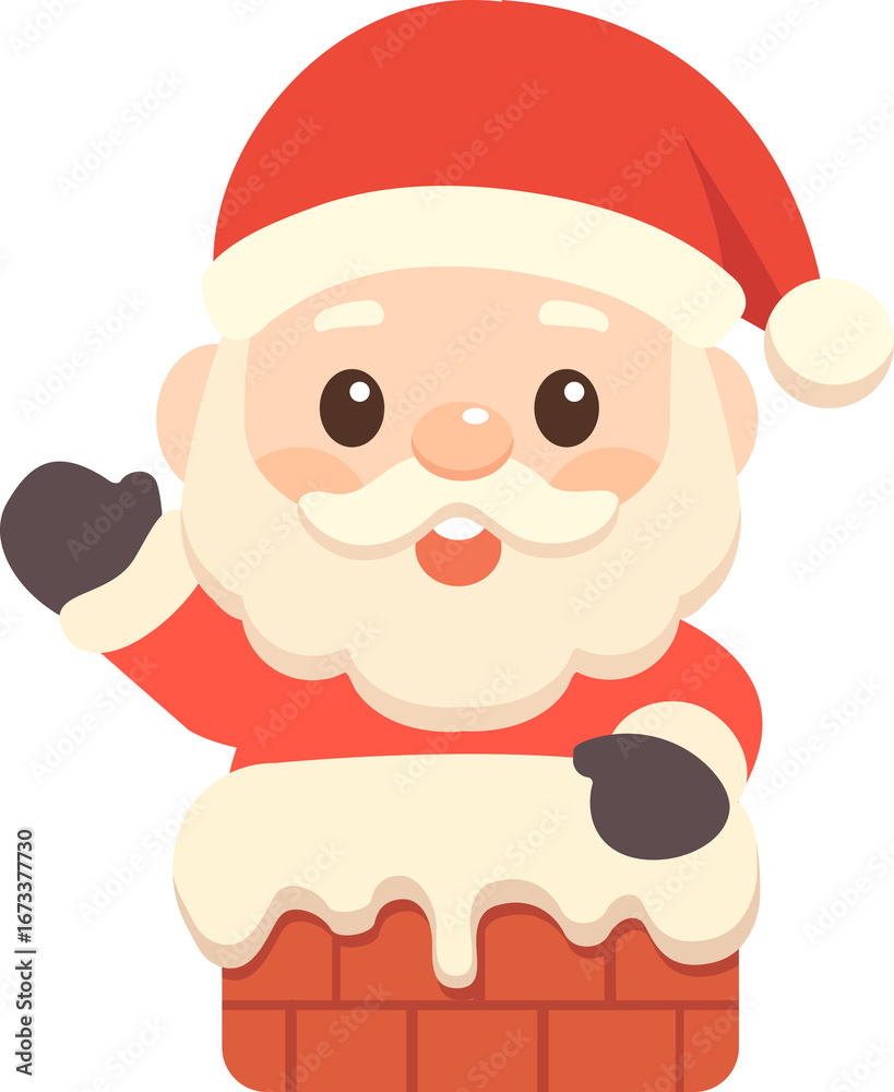 Santa Claus emerged from the house chimney Santa Claus emerged from the house chimney