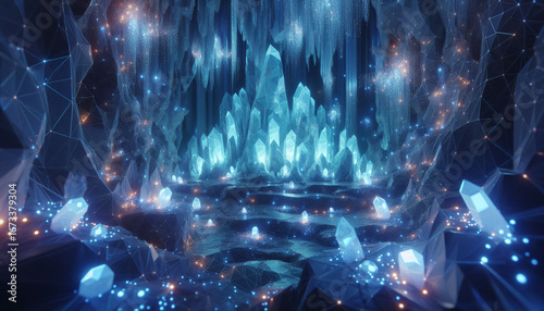 Glowing Crystal in Mystical Realm
