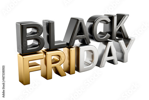 Black Friday sale lettering in metallic colors