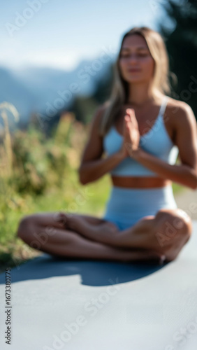 Wallpaper Mural Outdoor Yoga & Meditation Product Mockup — Woman Practicing Mindfulness on Mat with Copy Space Torontodigital.ca